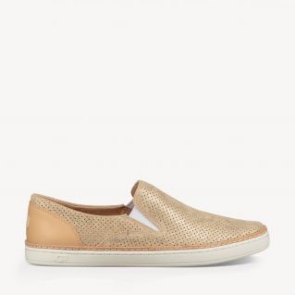 Uggs Adley Perf slip on flats in Stardust Gold